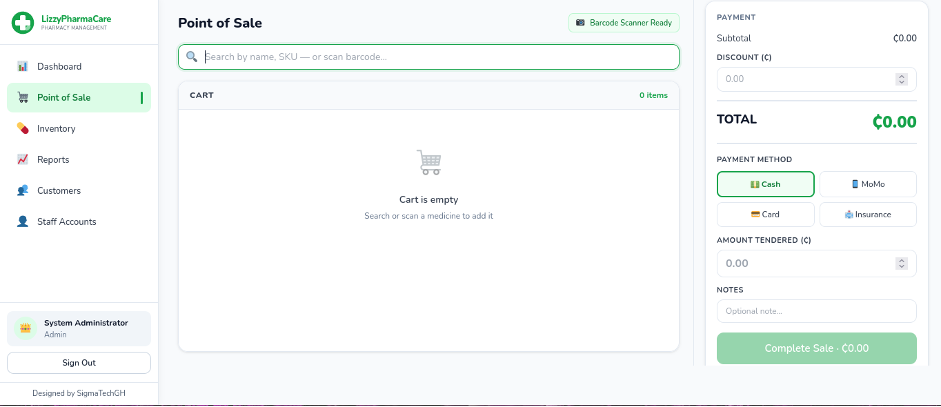 LizzyPharmaCare Point of Sale